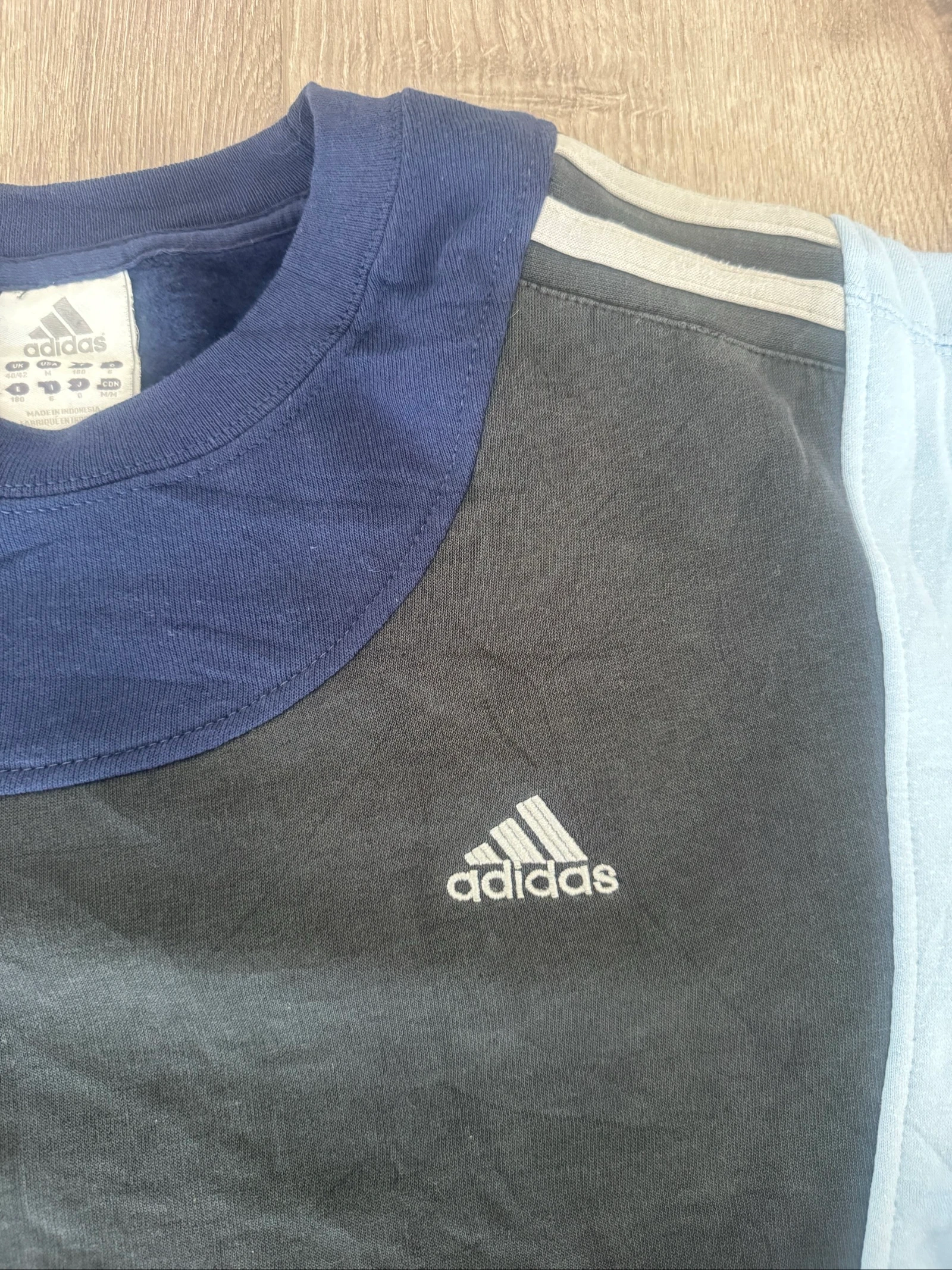 Adidas Vintage Colorblock Sweatshirt Crewneck Blue Black Y2K 90s Streetwear Retro M – photo 6